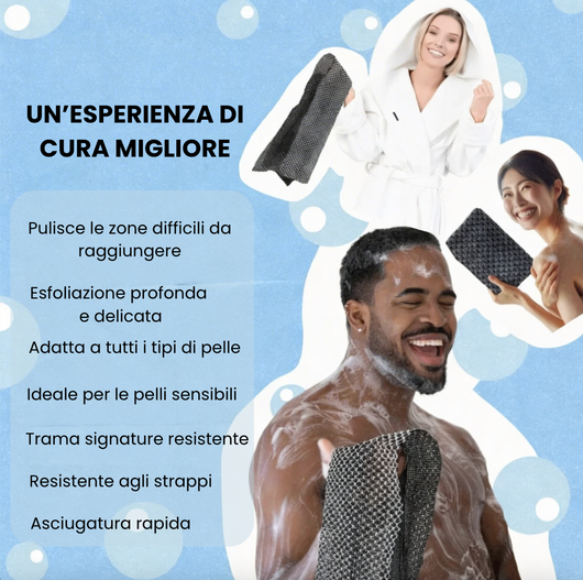 Asciugamano doccia esfoliante antibatterico — Pelle più morbida già dalla prima doccia