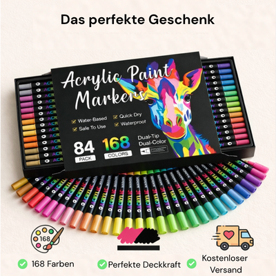 Acryl-Marker mit doppelter Spitze – Kein Durchdrücken aufs Papier, professionelles Finish