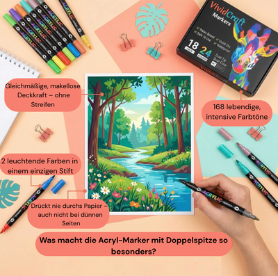Acryl-Marker mit doppelter Spitze – Kein Durchdrücken aufs Papier, professionelles Finish
