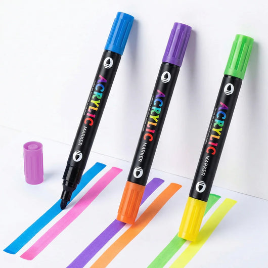 Acryl-Marker mit doppelter Spitze – Kein Durchdrücken aufs Papier, professionelles Finish